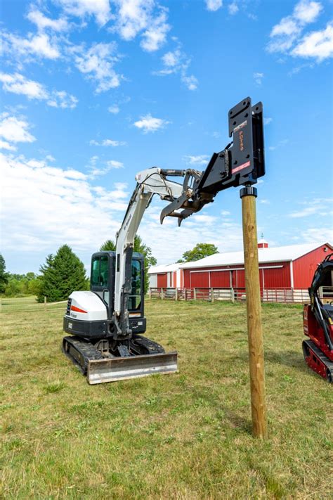 mini excavator post driver|post pounder attachment for bobcat.